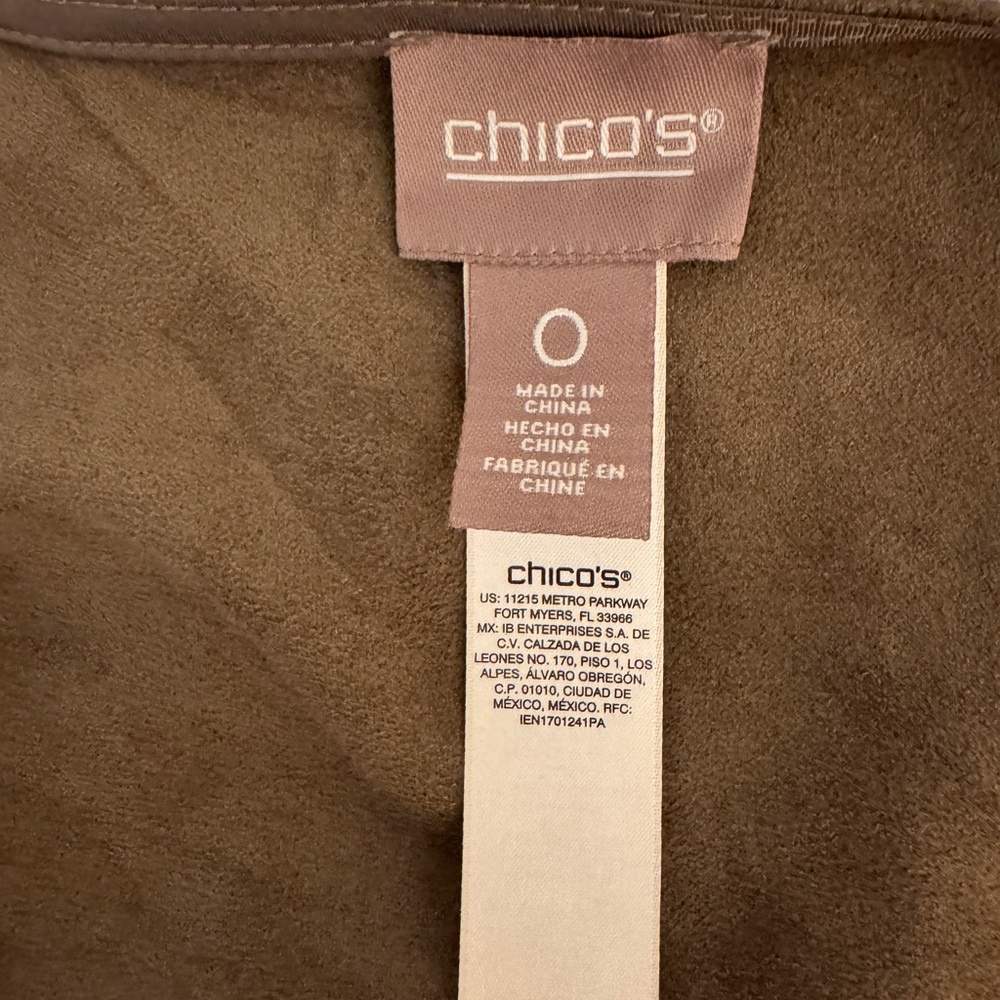 Chico's taupe Micro suede laser cut cardigan Jacket. Size S (Chico’s size 0) - Picture 4 of 6